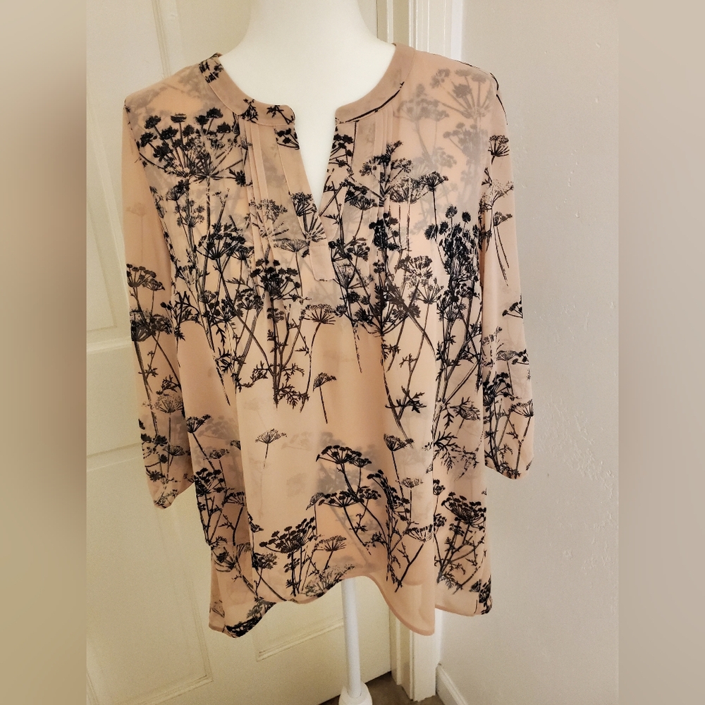 Floral Print Women's Top - Pink And Black